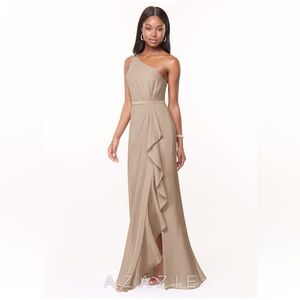 Azazie Liza One-Shoulder Dress - Taupe